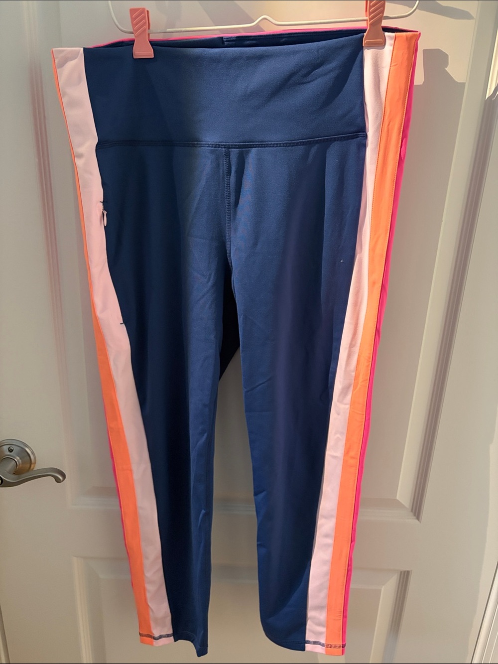 Lilly Pulitzer Navy Leggings with Pink and Orange Side Stripes